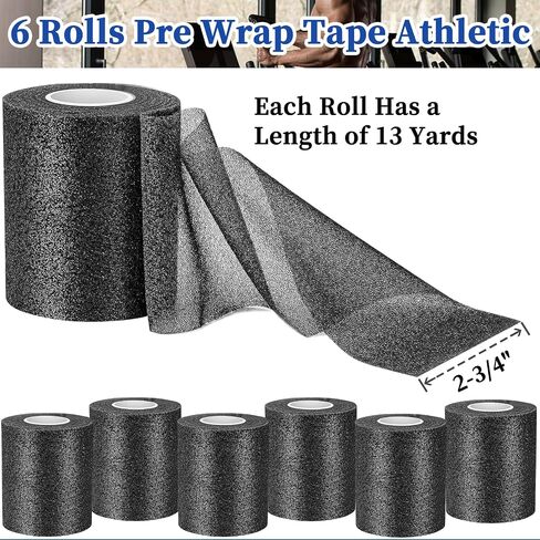 Pre Wrap for Hair Soccer- 6 Rolls, Multi Color Athletic Prewrap Tape Headbands, Foam Sport Underwrap Pre-Wrap, 2.76 Inches X 12 Yards - Black，Pink, Blue，Green in Saudi Arabia