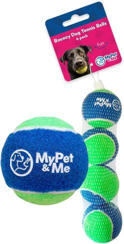 My Pet & Me - Durable Dog Tennis Balls - 2.5-Inch | Bouncy, Chew-Resistant Dog Toys for Fetch, Teething, Indoor & Outdoor Play | Balls for Puppies and Active Chewers (4 Pack) in Saudi Arabia