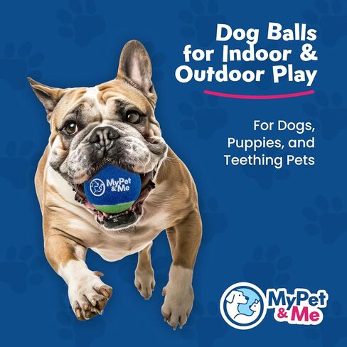 My Pet & Me - Durable Dog Tennis Balls - 2.5-Inch | Bouncy, Chew-Resistant Dog Toys for Fetch, Teething, Indoor & Outdoor Play | Balls for Puppies and Active Chewers (4 Pack) in Saudi Arabia