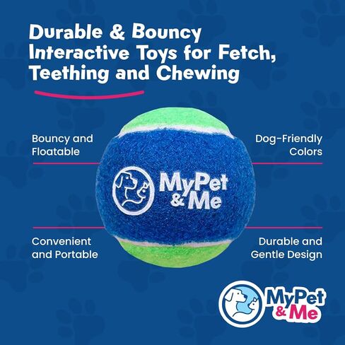 My Pet & Me - Durable Dog Tennis Balls - 2.5-Inch | Bouncy, Chew-Resistant Dog Toys for Fetch, Teething, Indoor & Outdoor Play | Balls for Puppies and Active Chewers (4 Pack) in Saudi Arabia