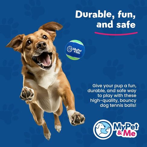 My Pet & Me - Durable Dog Tennis Balls - 2.5-Inch | Bouncy, Chew-Resistant Dog Toys for Fetch, Teething, Indoor & Outdoor Play | Balls for Puppies and Active Chewers (4 Pack) in Saudi Arabia