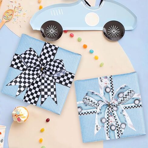 2 Rolls Butterfly Print Wired Edge Ribbons, 10 Yards Craft Ribbons for Wreath Hair Bow Wrapping Gifts Packing, Blue Birthday Wedding Gender Reveal Party Home Accessory Decor in Kuwait