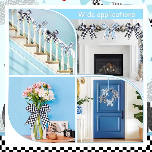 2 Rolls Butterfly Print Wired Edge Ribbons, 10 Yards Craft Ribbons for Wreath Hair Bow Wrapping Gifts Packing, Blue Birthday Wedding Gender Reveal Party Home Accessory Decor in Kuwait