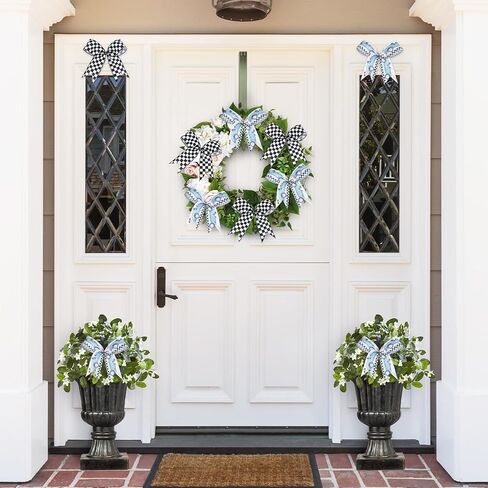 2 Rolls Butterfly Print Wired Edge Ribbons, 10 Yards Craft Ribbons for Wreath Hair Bow Wrapping Gifts Packing, Blue Birthday Wedding Gender Reveal Party Home Accessory Decor in Kuwait