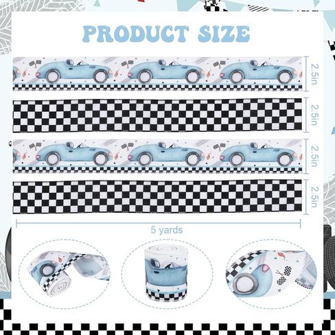 2 Rolls Butterfly Print Wired Edge Ribbons, 10 Yards Craft Ribbons for Wreath Hair Bow Wrapping Gifts Packing, Blue Birthday Wedding Gender Reveal Party Home Accessory Decor in Kuwait