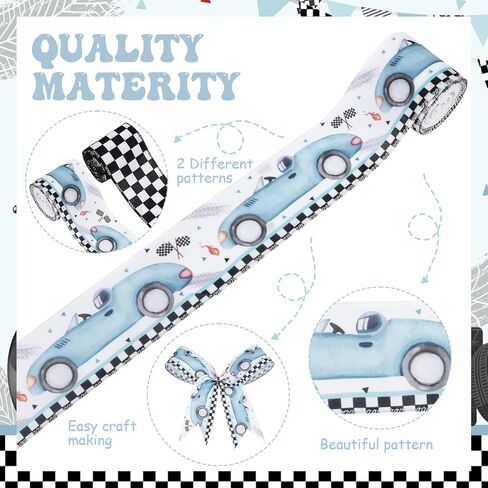 2 Rolls Butterfly Print Wired Edge Ribbons, 10 Yards Craft Ribbons for Wreath Hair Bow Wrapping Gifts Packing, Blue Birthday Wedding Gender Reveal Party Home Accessory Decor in Kuwait