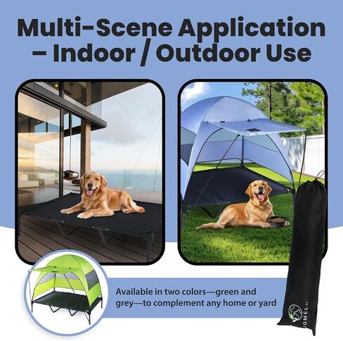 Elevated Dog Bed with Removable Canopy + Retractable Awning. Raised Indoor/Outdoor Portable Dog Bed with Shade. Anti Slip feet, Compact Outdoor Dog Tent with Travel Bowl. XXL (Large) in Saudi Arabia