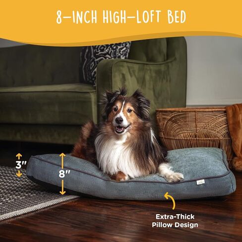 Milo Dog Bed for Medium Dogs, Waterproof Pet Bed Pillows with Removable Washable Cover, Pet Sleeping Mattress, 30 x 20 Inches, Dove Gray in Saudi Arabia