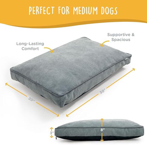 Milo Dog Bed for Medium Dogs, Waterproof Pet Bed Pillows with Removable Washable Cover, Pet Sleeping Mattress, 30 x 20 Inches, Dove Gray in Saudi Arabia
