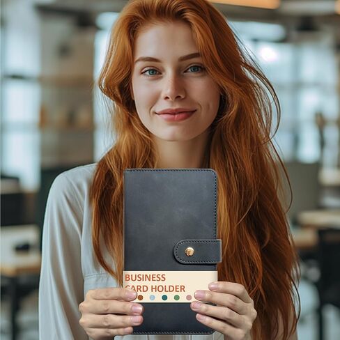 منظم كتب بطاقة العمل المهنية الجلدية ، كتيب سعة 240 فتحات بطاقة ، مجلد تخزين بطاقات الأسماء المتميزة مع غطاء ناعم ، حامل بطاقة الائتمان للرجال/النساء (الأسود الخفيف) in Kuwait