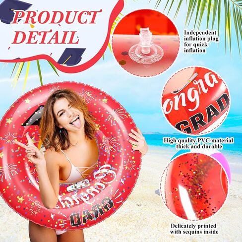 ShinyRelief 2 Pcs Graduation Swimming Ring 36 Inch Graduation Pool Float Congrats Grad Swim Tube Class of 2025 Party Favors Inflatable Grad Pool Float Ring for Beach Party Decoration in Kuwait
