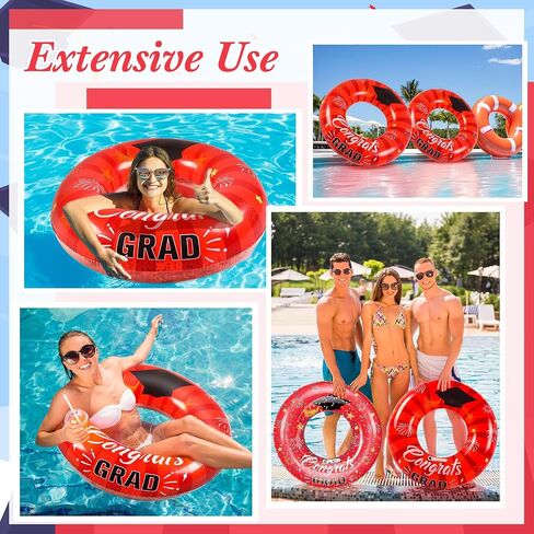 ShinyRelief 2 Pcs Graduation Swimming Ring 36 Inch Graduation Pool Float Congrats Grad Swim Tube Class of 2025 Party Favors Inflatable Grad Pool Float Ring for Beach Party Decoration in Kuwait