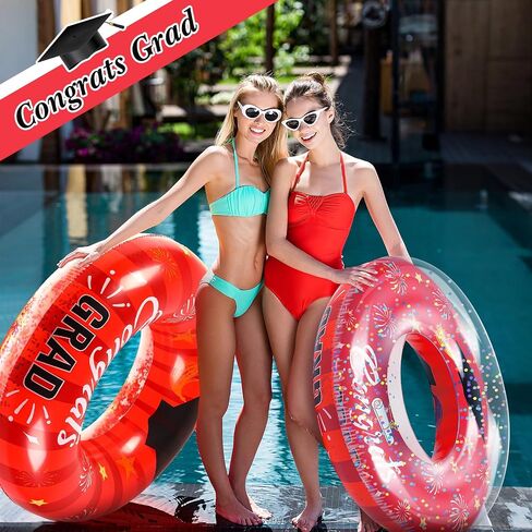 ShinyRelief 2 Pcs Graduation Swimming Ring 36 Inch Graduation Pool Float Congrats Grad Swim Tube Class of 2025 Party Favors Inflatable Grad Pool Float Ring for Beach Party Decoration in Kuwait