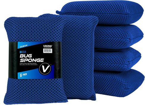 VIKING Mesh Bug Sponge, Car Wash Sponge for Cleaning Bugs and Tar, Royal Blue, 4 inch by 6 inch, 2 Pack in Saudi Arabia