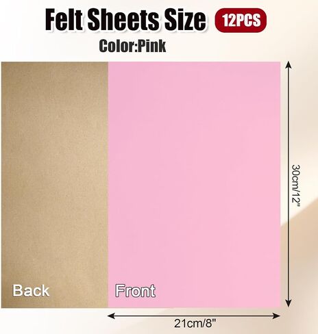 Biaungdo 12 Pcs Self Adhesive Felt Sheets, Pink Felt Sheet with Adhesive Backing, 8 x 12 Inch Felts Fabric Peel and Stick Felts Liners for Arts Crafts Drawer Jewelry Box(A4 Size) in Saudi Arabia