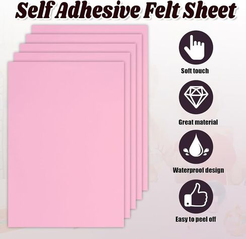 Biaungdo 12 Pcs Self Adhesive Felt Sheets, Pink Felt Sheet with Adhesive Backing, 8 x 12 Inch Felts Fabric Peel and Stick Felts Liners for Arts Crafts Drawer Jewelry Box(A4 Size) in Saudi Arabia