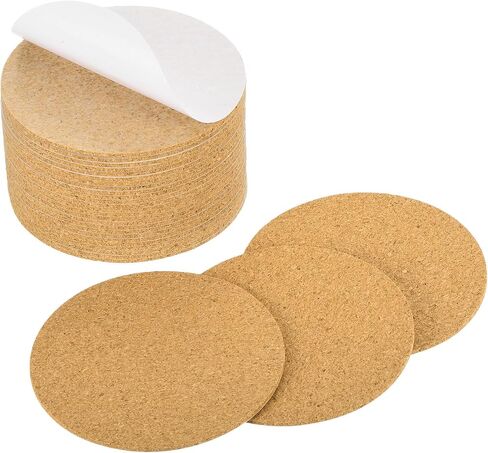 uxcell 28 Pcs Self Adhesive Cork for Coaster, 95mm/3.74inch Round Backing Cork Tiles Mats for Wine Glass Cup Mug DIY Crafts (1mm Thick) in Saudi Arabia