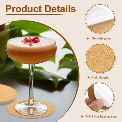 uxcell 28 Pcs Self Adhesive Cork for Coaster, 95mm/3.74inch Round Backing Cork Tiles Mats for Wine Glass Cup Mug DIY Crafts (1mm Thick) in Saudi Arabia