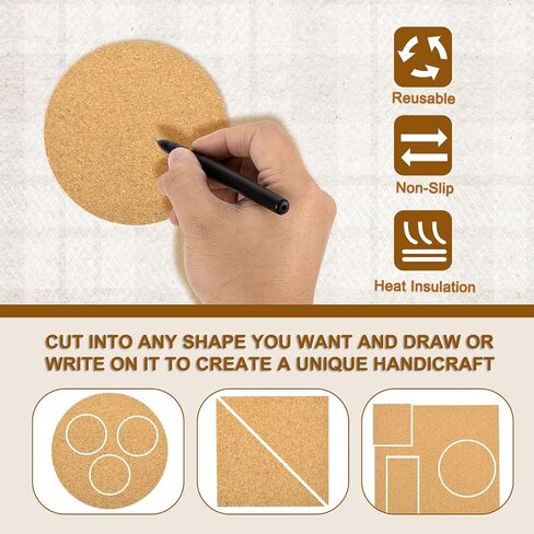uxcell 28 Pcs Self Adhesive Cork for Coaster, 95mm/3.74inch Round Backing Cork Tiles Mats for Wine Glass Cup Mug DIY Crafts (1mm Thick) in Saudi Arabia