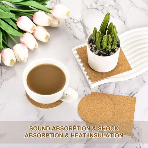 uxcell 28 Pcs Self Adhesive Cork for Coaster, 95mm/3.74inch Round Backing Cork Tiles Mats for Wine Glass Cup Mug DIY Crafts (1mm Thick) in Saudi Arabia