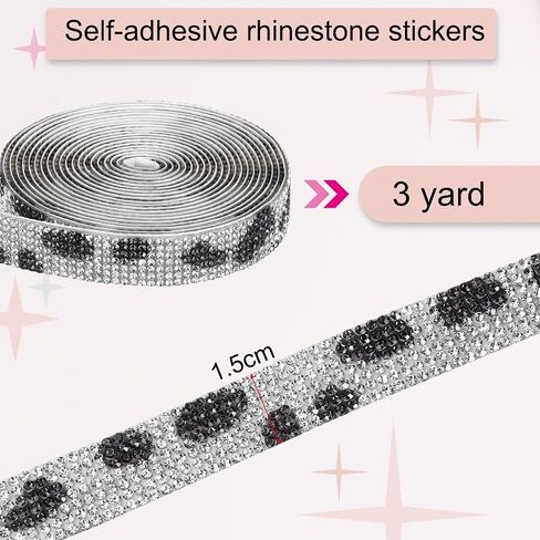 MECCANIXITY Rhinestone Strips,3 Yard 0.6 Inch Adhesive Rhinestone Ribbon Bling Rhinestone Tape for for DIY Crafts, Party Car Phone Decorations,Cow Pattern in Saudi Arabia