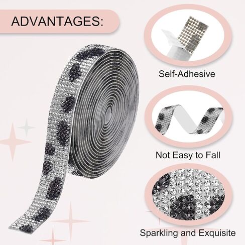 MECCANIXITY Rhinestone Strips,3 Yard 0.6 Inch Adhesive Rhinestone Ribbon Bling Rhinestone Tape for for DIY Crafts, Party Car Phone Decorations,Cow Pattern in Saudi Arabia