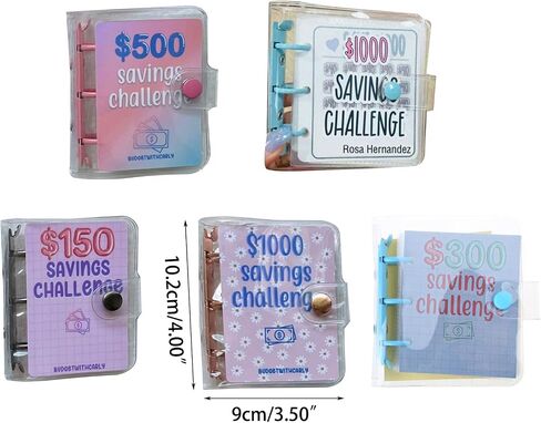 Mini Binder Savings Challenge $150/300/500/1000 Saving Money Budgets Cash Envelope Wallet Budget Binder Notebook in Saudi Arabia