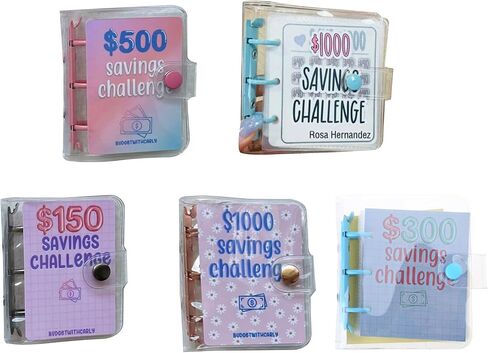 Mini Binder Savings Challenge $150/300/500/1000 Saving Money Budgets Cash Envelope Wallet Budget Binder Notebook in Saudi Arabia