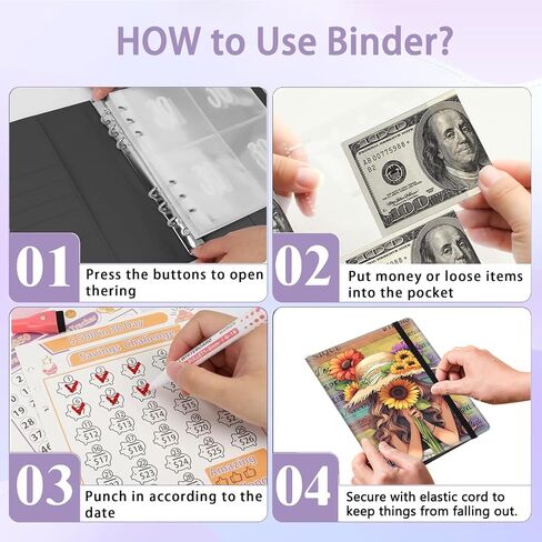 100 Envelopes Money Saving Challenge Binder, A5 Budget Binder with 25 pcs Cash Envelopes, 3 pcs Reusable Laminated Trackers Saving, Money Organizer，Black Girl African Women Girl Sunflower in Kuwait