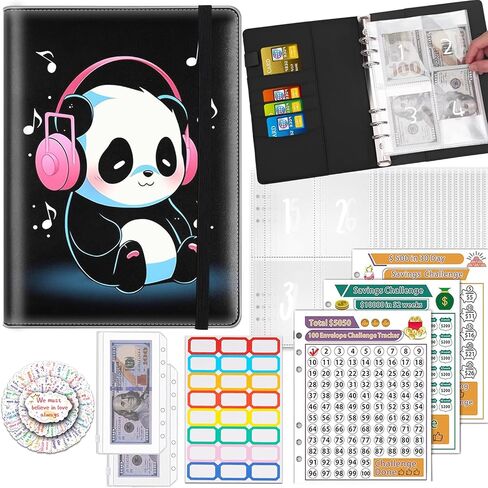 100 Envelopes Money Saving Challenge Binder, A5 Budget Binder with 25 pcs Cash Envelopes, 3 pcs Reusable Laminated Trackers Saving, Money Organizer，Black Girl African Women Girl Sunflower in Kuwait