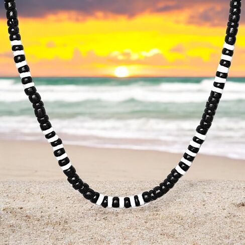 BlueRica Brown Coconut Wood and Puka Shell Beads Necklace in Saudi Arabia