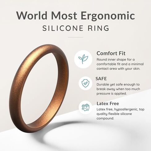 ThunderFit Women's Thin and Stackable - Silicone Rings Wedding Bands - Promise rings 2.5mm Width - 2mm Thick in Kuwait