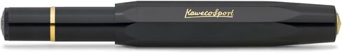 Kaweco PISTON SPORT CLASSIC Black/Gold I Premium Plastic Fountain Pen for Ink Bottles with Transparent Ink Window in Nostalgic Box I Exclusive Piston Filler 13 cm I Nib: F (Fine) in Kuwait