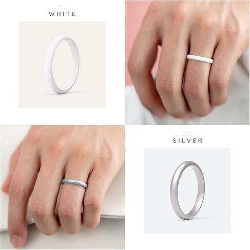 ThunderFit Women's Thin and Stackable - Silicone Rings Wedding Bands - Promise rings 2.5mm Width - 2mm Thick in Kuwait