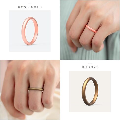 ThunderFit Women's Thin and Stackable - Silicone Rings Wedding Bands - Promise rings 2.5mm Width - 2mm Thick in Kuwait