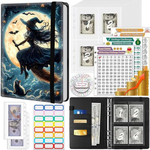 100 Envelope Money Saving Challenge Binder, PU Leathers A5 Money Saving Budget Binder with Cash Envelopes & 3 Reusable Budgeting Planner Trackers, Christmas Reindeer Pattern Fun Planner Book in Kuwait