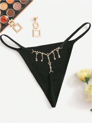 Women's Sparkling Butterfly Chain Underwear Low Rise Cheeky G String Panty in Saudi Arabia