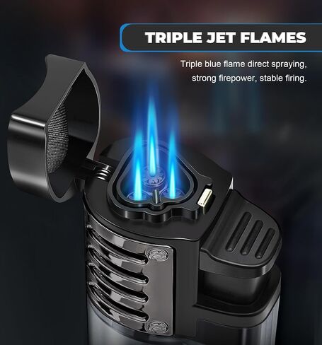 SAMNIU Pack of 2 Torch Lighter, Triple Jet Flames, Visible Gas Tank, Windproof Butane Refill Pocket Lighters for Candle, Men’s Gift (Gas not Included) in Kuwait