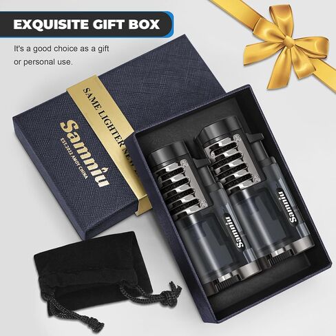 SAMNIU Pack of 2 Torch Lighter, Triple Jet Flames, Visible Gas Tank, Windproof Butane Refill Pocket Lighters for Candle, Men’s Gift (Gas not Included) in Kuwait