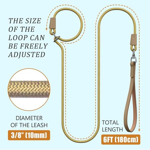 Qianruida Durable Dog Training Leash, Strong and Adjustable, Ideal for Training, Walking, Safety, Lightweight Outdoor Accessory, Khaki, 71inch in Saudi Arabia