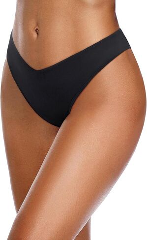 Zmart Women Cheeky Bikini Bottoms V Cut Swim Bottom High Cut Swimsuit Mid Rise Bathing Suit in Kuwait