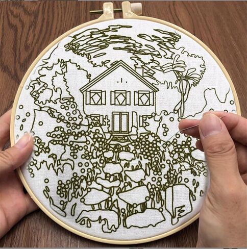 Meecaa Cat Flowers Animal Embroidery Kit Starter Set, Hand Embroidery Set,Pattern Printed Cross Stitch Set for Beginner Adults, with Embroidery Hoop and Instructions (Cat) in Saudi Arabia
