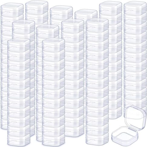300 Pcs Small Plastic Bead Storage Containers for Organizing with Hinged Lid Transparent Clear Craft Supply Box for DIY Art Craft Accessory, Jewelry, Game Pieces,1.77 x 1.77 x 0.75 Inches in Kuwait