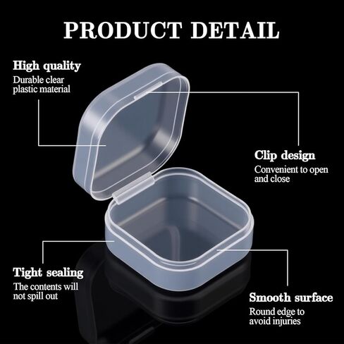 300 Pcs Small Plastic Bead Storage Containers for Organizing with Hinged Lid Transparent Clear Craft Supply Box for DIY Art Craft Accessory, Jewelry, Game Pieces,1.77 x 1.77 x 0.75 Inches in Kuwait