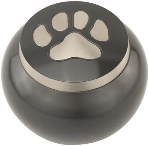Paw Print Round Pet Cremation Urn for Ashes in Gray, Brass, Large, Dog, Cat, 4.75 Inches High in Kuwait