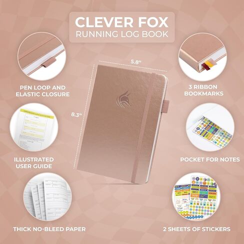 دفتر سجل Running Clever Fox - مجلة تعقب التدريب الكاملة للتشغيل - مخطط المتسابقين ، هدايا تتبع وأشياء للعدائين والنساء والرجال (أسود) in Kuwait