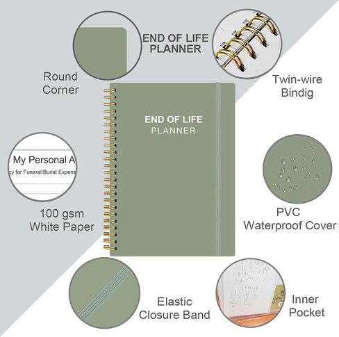 End of Life Planner – Final Arrangements Organizer for Beneficiary, Will Preparation, Last Wishes & Funeral Planning, 5.8" x 8.5", Green in Saudi Arabia