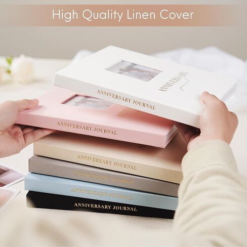 Wedding Anniversary Journal Notebook From 1st to 70th Linen Cover Anniversary Scrapbook Wedding Anniversary Memory Book for Couples Newlywed Marriage (Beige, 185 Pages) in Saudi Arabia