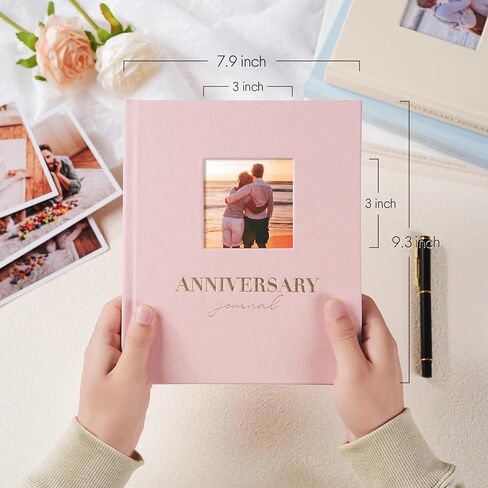 Wedding Anniversary Journal Notebook From 1st to 70th Linen Cover Anniversary Scrapbook Wedding Anniversary Memory Book for Couples Newlywed Marriage (Beige, 185 Pages) in Saudi Arabia