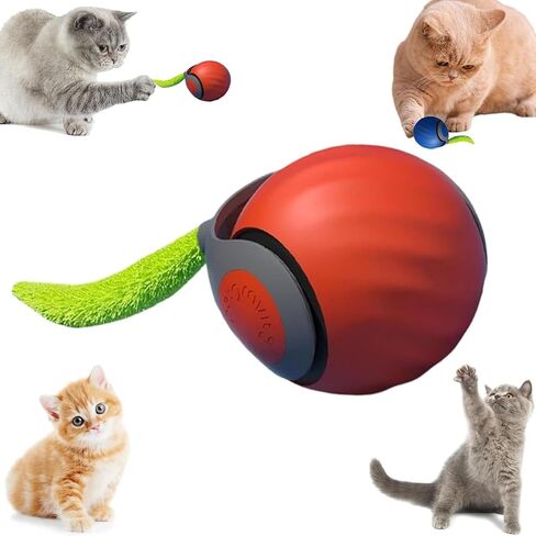 Interactive Cat Toys for Indoor Cats & Dogs, 2025 Newly Upgraded Version Tail 3.0 Cat Toys, Smart Interactive Cat & Dog Toy Ball, Automatic Moving Ball Christmas Birthday Gift for Pets (Orange) in Saudi Arabia